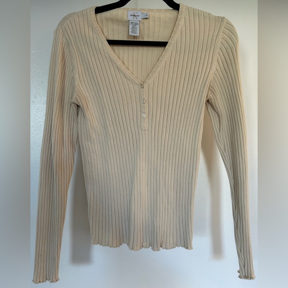 Calvin Klein Jeans Tops - Calvin Klein Jeans Cream Ribbed Top